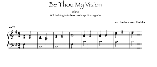 Be Thou My Vision -  lever harp sheet music - intermediate