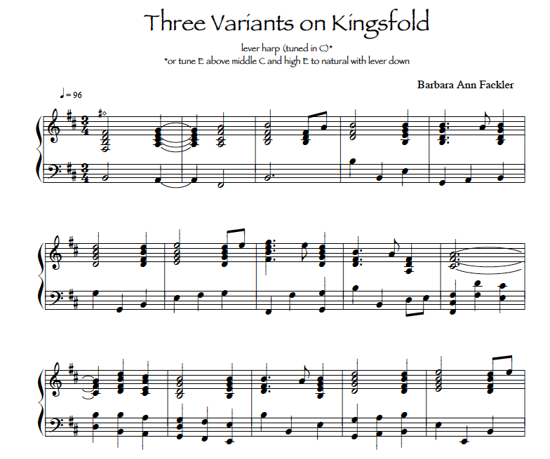 English folk tunes for  harp solo