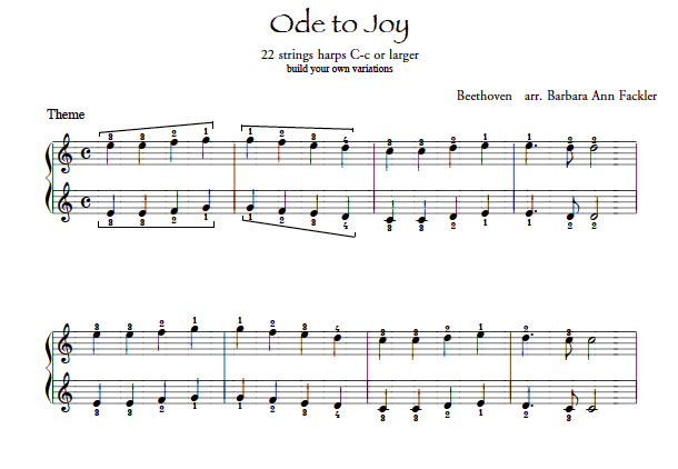 harp sheet music: Ode to Joy - performable harp etude