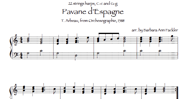  sheet music for harp Pavane D'Espange