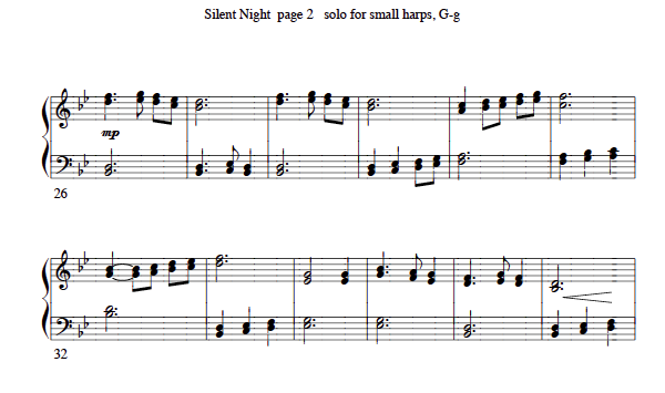 Skill building harp solos: Silent Night for 22 string lever harp