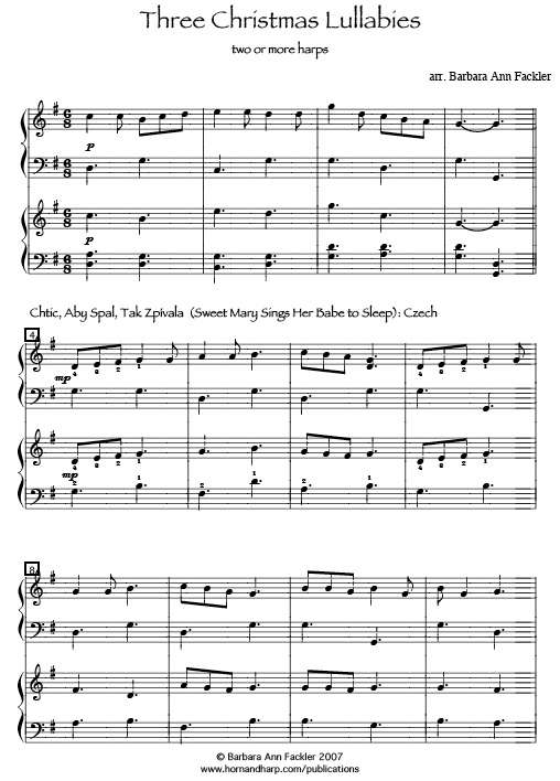 Christmas Lullabies ~ sheet music for harp duet